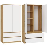 Turin – Kleiderschrank – Multifunktionskleiderschrank – 2 Türen + 2 Schubladen – Garderobe – Handwerks und Weiß Turin – Kleiderschrank – Multifunktionskleiderschrank – 2 Türen + 2 Schubladen – Garderobe – Handwerks und Weiß von TOPESHOP