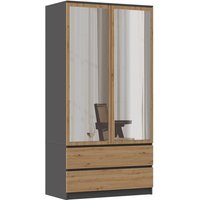 Turin - Schrank 2 Türen mit Spiegel modernen Stil Schlafzimmer - 90x50x180 - 2 Schubladen von TOPESHOP