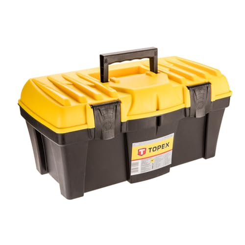 TOPEX Werkzeugkasten 18" (44 x 22 x 22 cm) Organizer, Kunststoffklammern, Kunststoffgriff, Buckle, Lightweight Kunststoff Werkzeugbox mit Abnehmbarem Tablett von TOPEX