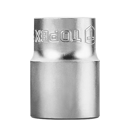 TOPEX Sechskant Stecknuss 1/2" - Profi Steckschlüssel Chrom Vanadium Stahl - zuverlässiges Werkzeug für Heimwerker - Robuste Stecknuss - in verschiedenen Größen erhältlich 19 mm von TOPEX
