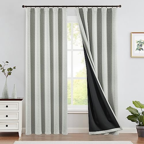 TOPICK 100% Verdunkelungsvorhänge, Blickdicht Thermovorhang für Schlafzimmer Wohnzimmer, Wärmeisolierte Volllicht Blocking Vorhänge, Back Tab Fenster Behandlungen, Grau 210x130cm (HxB) 2er Set von TOPICK