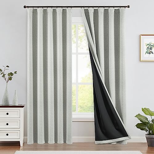 TOPICK 100% Verdunkelungsvorhänge, Blickdicht Thermovorhang für Schlafzimmer Wohnzimmer, Wärmeisolierte Volllicht Blocking Vorhänge, Back Tab Fenster Behandlungen, Grau 245x130cm (HxB) 2er Set von TOPICK