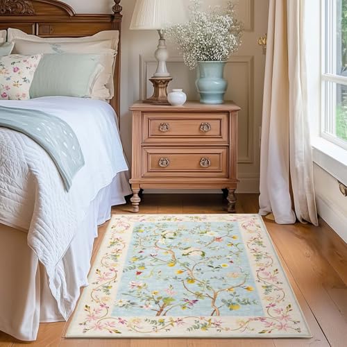 TOPICK Blume Flur Waschbar Küche Kurzflor Retro Blau auf Rosa Orientalischer Teppich 90x150cm Antibakterieller Faltbar rutschfest Teppich für Brücken Schlafzimmer Wohnzimmer Flur Eingangsbereich TOPICK Blume Flur Waschbar Küche Kurzflor Retro Blau auf Rosa Orientalischer Teppich 90x150cm Antibakterieller Faltbar rutschfest Teppich für Brücken Schlafzimmer Wohnzimmer Flur Eingangsbereich von TOPICK
