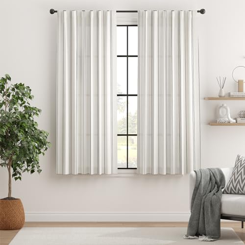 TOPICK Gestreifte Gardinen Vorhänge mit Schlaufen Streifen Halbtransparent Rutentasche Modern Fenstervorhänge Schlafzimmer 2er Set 132 * 160 Schwarz auf Weiß TOPICK Gestreifte Gardinen Vorhänge mit Schlaufen Streifen Halbtransparent Rutentasche Modern Fenstervorhänge Schlafzimmer 2er Set 132 * 160 Schwarz auf Weiß von TOPICK