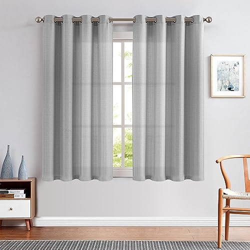 TOPICK Grau Vorhänge 145H x 130B cm 2 Stücke Blickdicht Gardinen mit Ösen Lichtfilterung Privarsphäre Ösenvorhang für Wohnzimmer Schlafzimmer von TOPICK