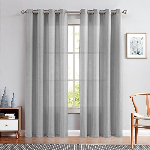 TOPICK Grau Vorhänge 225H x 130B cm 2 Stücke Blickdicht Gardinen mit Ösen Lichtfilterung Privarsphäre Ösenvorhang für Wohnzimmer Schlafzimmer von TOPICK