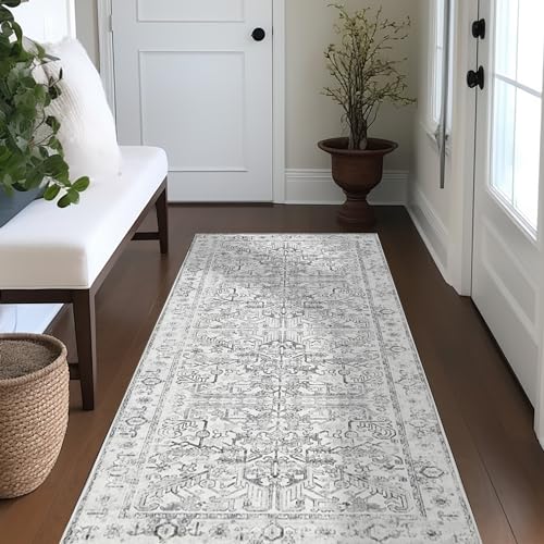 TOPICK Läufer 60x240cm Grau Teppich Vintage Faltbar Dünner Waschbar Teppichläufer Blumendruck Rutschfester Leichter Küche Badezimmer Eingangsmatte TOPICK Läufer 60x240cm Grau Teppich Vintage Faltbar Dünner Waschbar Teppichläufer Blumendruck Rutschfester Leichter Küche Badezimmer Eingangsmatte von TOPICK