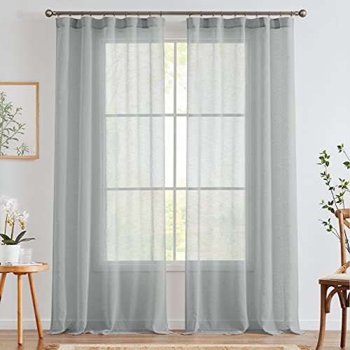 TOPICK Grau Leinen Gardinen mit Verdeckten Schlaufen Vorhänge Stores für Wohnzimmer küche Schlafzimmer Fenster Voile Transparent Durchsichtig Sheer Vorhang Landhausstil Modern 2er Set 140Bx245H (cm) TOPICK Grau Leinen Gardinen mit Verdeckten Schlaufen Vorhänge Stores für Wohnzimmer küche Schlafzimmer Fenster Voile Transparent Durchsichtig Sheer Vorhang Landhausstil Modern 2er Set 140Bx245H (cm) von TOPICK