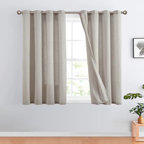 TOPICK Leinen Vorhänge Gestreifte Gardinen mit Ösen Modern Beige Leinenoptik Vorhang Wohnzimmer Privarsphäre Gardine Lichtfilterung Ösenschal mit Streifen Muster 2er Set 130x175 Grau auf Beige TOPICK Leinen Vorhänge Gestreifte Gardinen mit Ösen Modern Beige Leinenoptik Vorhang Wohnzimmer Privarsphäre Gardine Lichtfilterung Ösenschal mit Streifen Muster 2er Set 130x175 Grau auf Beige von TOPICK