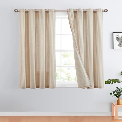 TOPICK Leinen Vorhänge Gestreifte Gardinen mit Ösen Modern Beige Leinenoptik Vorhang Wohnzimmer Privarsphäre Gardine Lichtfilterung Ösenschal mit Streifen Muster 2er Set H145xB130cm Braun auf Beige TOPICK Leinen Vorhänge Gestreifte Gardinen mit Ösen Modern Beige Leinenoptik Vorhang Wohnzimmer Privarsphäre Gardine Lichtfilterung Ösenschal mit Streifen Muster 2er Set H145xB130cm Braun auf Beige von TOPICK