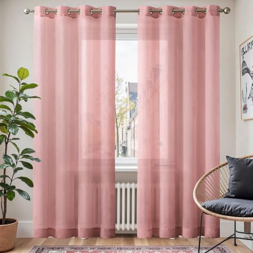 TOPICK Rosa Stores Gardinen mit Ösen Gardinen Küche Wohnzimmer Schlafzimmer Mädchen Kinderzimmer Vorhänge Transparent Durchsichtig Voile Landhausstil Modern Fenstergardinen 2er Set 225H x 140B (cm) TOPICK Rosa Stores Gardinen mit Ösen Gardinen Küche Wohnzimmer Schlafzimmer Mädchen Kinderzimmer Vorhänge Transparent Durchsichtig Voile Landhausstil Modern Fenstergardinen 2er Set 225H x 140B (cm) von TOPICK