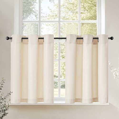 TOPICK Scheibengardinen Küche 2er Set 60Hx 95B cm Beige Bistrogardine mit Ösen Modern Gardinen Kurz Halbtransparente Leinenoptik Küchengardinen für Kleine Fenster Wohnmobil Küchenfenster TOPICK Scheibengardinen Küche 2er Set 60Hx 95B cm Beige Bistrogardine mit Ösen Modern Gardinen Kurz Halbtransparente Leinenoptik Küchengardinen für Kleine Fenster Wohnmobil Küchenfenster von TOPICK