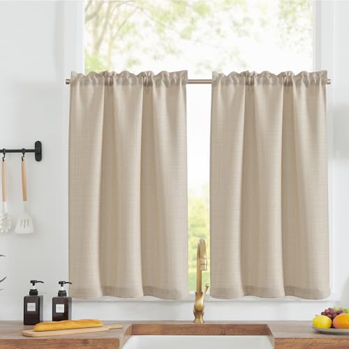 TOPICK Scheibengardinen Küche Beige Bistrogardine mit Tunnelzug Modern Gardinen Kurz Blickdicht Leinenoptik Küchengardinen für Kleine Fenster Wohnmobil Küchenfenster 2er Set 115H x 70B cm TOPICK Scheibengardinen Küche Beige Bistrogardine mit Tunnelzug Modern Gardinen Kurz Blickdicht Leinenoptik Küchengardinen für Kleine Fenster Wohnmobil Küchenfenster 2er Set 115H x 70B cm von TOPICK