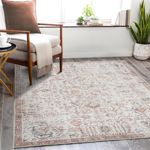 TOPICK Teppich Kurzflor 120x180cm Rot Chenille Vintage Faltbar Suppedünner Waschbar Retro Teppiche Blumen Boho rutschfeste für Innenbereich Küche Wohnzimmer Schlafzimmer Kinderzimmer TOPICK Teppich Kurzflor 120x180cm Rot Chenille Vintage Faltbar Suppedünner Waschbar Retro Teppiche Blumen Boho rutschfeste für Innenbereich Küche Wohnzimmer Schlafzimmer Kinderzimmer von TOPICK