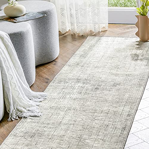 TOPICK Teppich Abstrakt Kurzflor Dünne Teppiche Bunt Verwischt Geometrisch Gitter DesignTeppichläufer Schlafzimmer Wohnzimmer Esszimmer Arbeitszimmer Büro Läufer Faltbar 90x150cm Grau von TOPICK