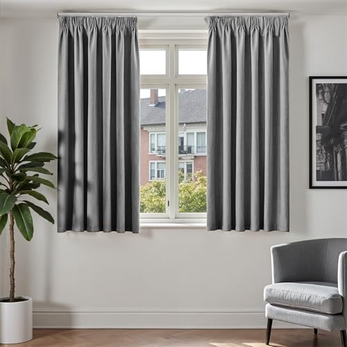 TOPICK Verdunklungsvorhänge Gardinen mit Kräuselband 100% Blickdicht Thermovorhang, H145xB140 cm Vorhänge Schlafzimmer Blackout Curtains Gardinen Wohnzimmer Landhausstil Leinenoptik 2er Set Grau TOPICK Verdunklungsvorhänge Gardinen mit Kräuselband 100% Blickdicht Thermovorhang, H145xB140 cm Vorhänge Schlafzimmer Blackout Curtains Gardinen Wohnzimmer Landhausstil Leinenoptik 2er Set Grau von TOPICK