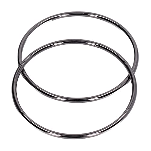2 Stück Handtaschengriffe, Geldbörsengriffe, Runde Form, Taschengriffe, Ersatztaschen, Metallgriffe, Gepäckgriffe für die Herstellung von Taschen, Umhängetaschen, Strandtaschen, (Silber schwarz) von TOPINCN
