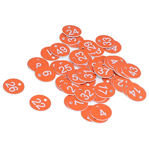 50 Stück Nummerierte Tags, Kunststoff Nummernschilder Nummernschilder Zuchtbedarf mit Rundem Schlichtem Design für die Imkerei Tierhaltung(1-50-Orange) von TOPINCN