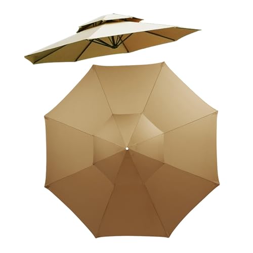 Außenterrasse Wasserdach Baldachin Pool Regenschirm, Doppelschicht Polyester Sonne Poof Tisch Markt Yard Regenschirm Ersatztoperabdeckung für 8 Rippen, Ideal für (2,7 m/8,86 ft) von TOPINCN