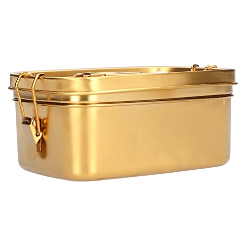 Brotdose, 1,5 L 2-lagige Brotdose Tragbare Auslaufsichere 304 Edelstahl Bento Lebensmittelbehälter Geschirr(Gold) von TOPINCN