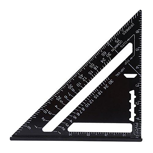 Dreieck Lineal 7 Zoll Metrisch/Imperial System Aluminiumlegierung Schwarz Oxidation Überdachung Dreieck Winkel Winkelmesser Layout Guide Maß Lineal Werkzeug(Imperial System) von TOPINCN