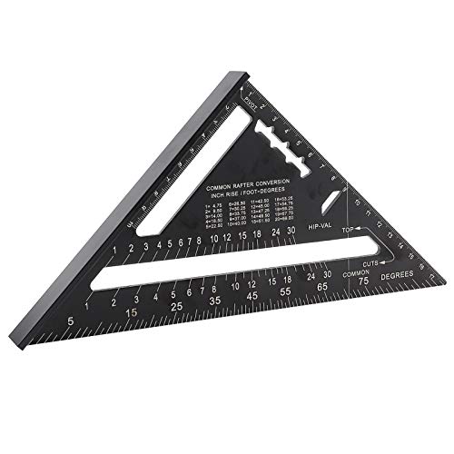 Dreieck Lineal 7 Zoll Metrisch/Imperial System Aluminiumlegierung Schwarz Oxidation Überdachung Dreieck Winkel Winkelmesser Layout Guide Maß Lineal Werkzeug(Metric System) von TOPINCN