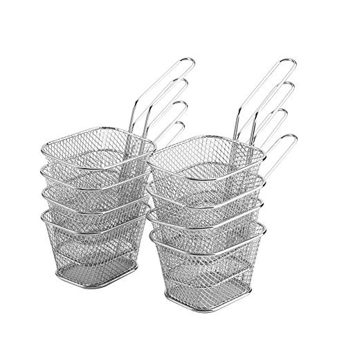 Frittierkorb,8Pcs Mini Edelstahl Chips Frittierkörbe Lebensmittelpräsentation Sieb Kartoffelkochwerkzeug für Küche Restaurant Party Grill von TOPINCN