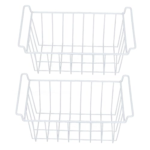 Gefrierkörbe aus Draht, Set mit 2 Gefrierkörben, Gefrierkörbe aus Metall, Aufbewahrungsbehälter mit Griffen, Hängendes Kühlschrankkorbregal für Küchenschränke (L 42,5 cm x B 24,5 cm x H 20 cm) von TOPINCN