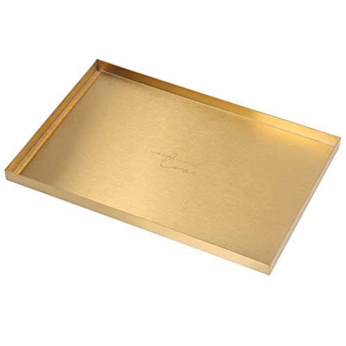 Goldenes Edelstahl-Tablett für den Schreibtisch, Kosmetik-Aufbewahrung, Aufbewahrungstablett, Rechteckige Platte, Rechteckige Goldplatte, Heller Luxus für Metall, Goldene von TOPINCN