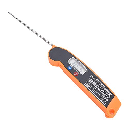 Grillthermometer,LCD Digital Food Fleischthermometer mit Klappsonde Truthahn Fisch Rindfleisch Geschmack Auswählbar Küche Kochen BBQ Grill Temp Tester(Orange) von TOPINCN