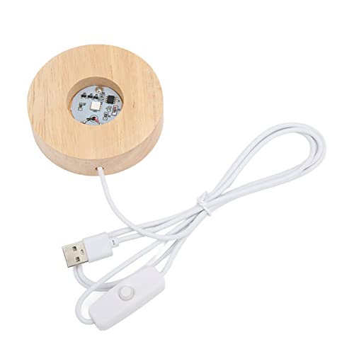 LED-Lichtsockel, Beleuchtung, Lampenfassung, Dekoration, Eiche, 5 V, Runder Schalter, Holz, 2 Cm, 0,8 Zoll Dicke, Massivholzmaterial, USB-Stehlampen (Bunte Basis) von TOPINCN