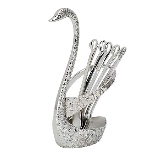 Schwan Form Design Kaffee Dessert Obst Löffel Besteck Löffel Dessert Set Dekoration Haushaltsgeschirr(Silber) von TOPINCN