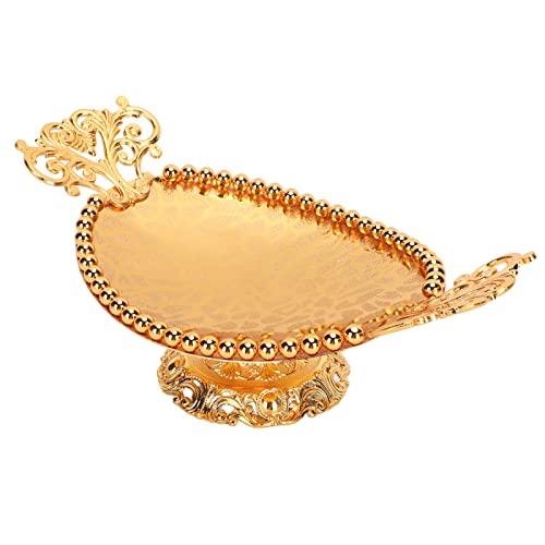 Servierschale, Ellipse -Getränke Servierschale Metall Fruchtschale Dekorative Gold Servingschale mit Gravierter Textur für Hochzeit, Obstdessertplatten Unterhaltungsschale (8,5 X von TOPINCN