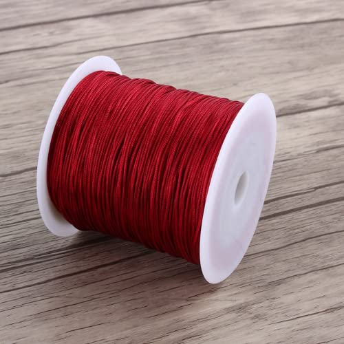 Strickseil, 100M X 0,8mm Nylon Chinesische Knotenschnur Rattail Makramee Faden Schnur Burgunder Handwerk DIY Knüpfschnur Weinrot von TOPINCN