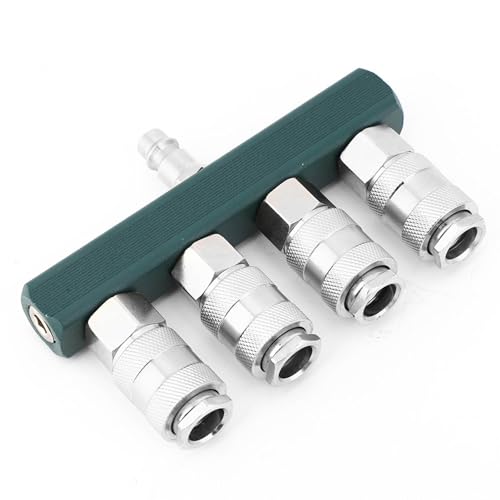 TOPINCN 1/4in -NPT -Faden 4 Wege Luftschlauch Schnellkoppler für Mehrere Werkzeugbetriebe Feine Verarbeitung Amerikaner Standard 4 Wege Anschluss für Mechanik von TOPINCN