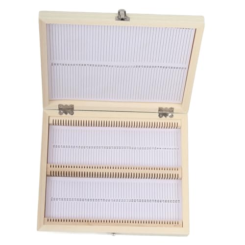 TOPINCN 100pcs Biology Glas Vorbereitetes Mikroskop -Objektträger Exemplare Holzschieber -Speicherbox Microskop Schiebetbox Hält Ordentlich Scheiben für Biologie Enthusiasten Holz von TOPINCN