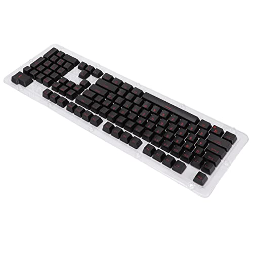 TOPINCN 106-Tasten-Tastenkappen, OEM-Höhe, ABS-Material, Tastatur-Tastenkappen, OEM-Zweifarben-Einspritzung für Mechanische Tastatur mit 61/87/104 Tasten (Schwarzer roter Buchstabe) von TOPINCN