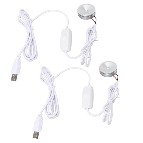 TOPINCN 2 Stück 5V Dimmbare LED-Mini-Spot-Leuchte mit 6,6 Ft Kabel, Dimmbar Mini-LED-Spotlight USB-angetriebener Scheinwerfer Stepless Helligkeit Dimmen Wenig Akzent Licht für Vitrinen von TOPINCN
