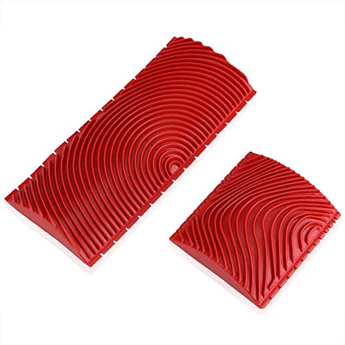 TOPINCN 2 Stück Gummi Malerei Werkzeuge, Holzmaserung Gummi Wand Pinsel Malerei Werkzeuge Texturmuster Lebendige Maserung Scumble-Tool(01) von TOPINCN