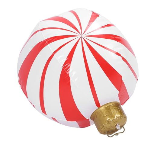 TOPINCN 23.62in Weihnachts -Süßigkeiten -inblassbarer Ball Stabile Outdoor Dekoration Multifunktional Weihnachtskugelverzierung Geeignet für die Terrasse (Modell C Red Stripes) von TOPINCN