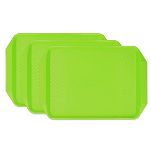 3 STÜCKE Serviertabletts Bunte Tablett Rechteck Verdickte Kunststoffschale Hitzebeständige Stapelbare Cafeteria-Tabletts für Hotel(Grün) von TOPINCN
