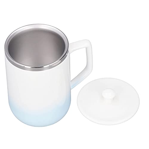 TOPINCN 360 Ml Selbstrührender Becher Keramik Selbstrührender Kaffeebecher Wiederaufladbarer Automatischer Rührbecher für Heiße Schokolade Milch Blau Weiß Farbverlauf Glasur von TOPINCN