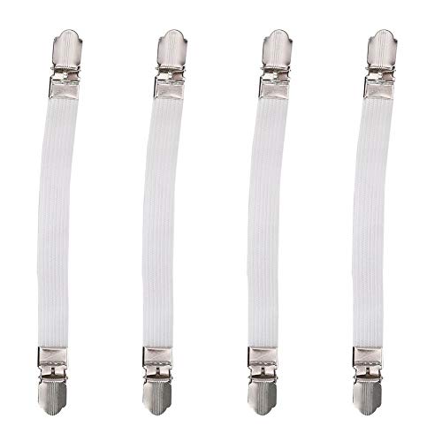 TOPINCN 4 Stücke Elastische Bettlakenverschlüsse Kreuzmuster Matratzengurt Schwere Clips Greifer Flexible Straps Hosenträger für Pad Covers Kissen MEHRWEG VERPACKUNG(Weiß) von TOPINCN