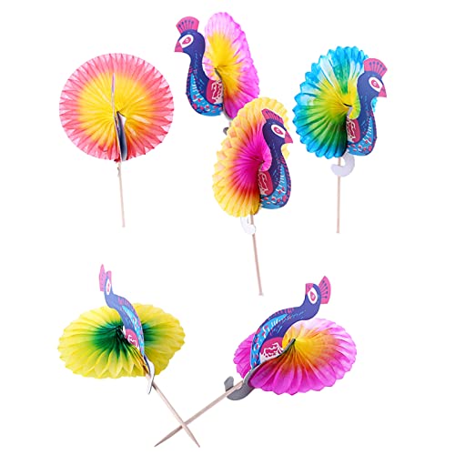 TOPINCN 50pcs Pfauenstöcke, Getränke Obstkuchen -Picks, Partyversorgungsdekorationen, Regenschirm Cocktail Zahnstocher, Feuerwerk Goldfischstangen für Sandwiches Grill Snacks Kaffee (Cocktail) von TOPINCN