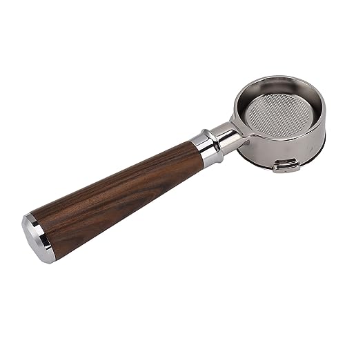 TOPINCN 58 Mm Nackter Bodenloser Siebträger aus Edelstahl mit Massivholzgriff, 3 Ohren, Kaffee-Siebträger für Kaffeemaschine (EIN schwarzer Palisander) von TOPINCN