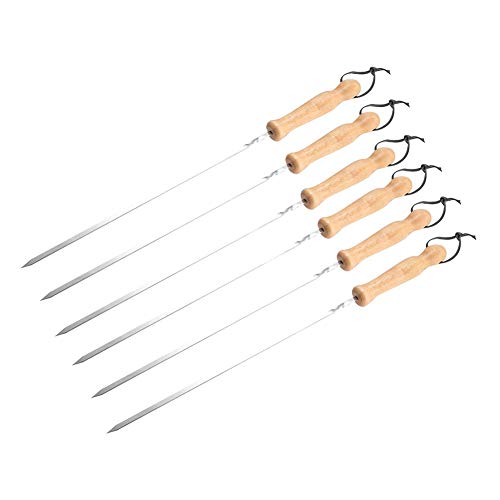 6 STÜCKE 40 CM Edelstahl Grillspieße Wiederverwendbare BBQ Grillen Kabob Sticks Holzgriff Outdoor Camping Picknick MEHRWEG VERPACKUNG von TOPINCN