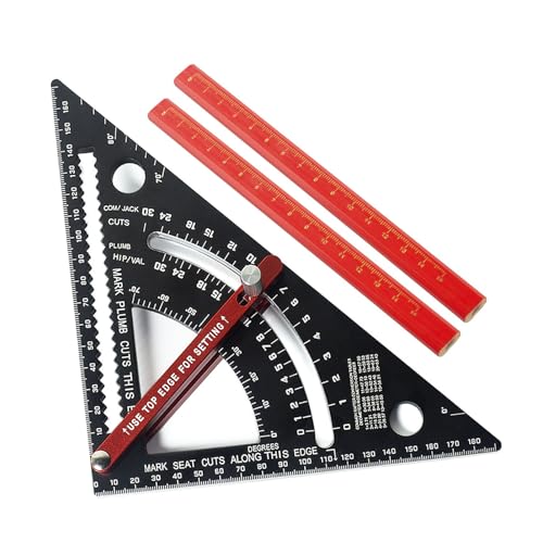 TOPINCN 7 -Zoll Dreieckigem Platz Einstellbar mit 2 Stiften für Tischlerprofis und Aluminiumlegierungsbegeisterte (Metrik 16 cm) von TOPINCN