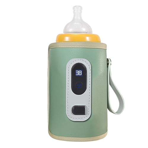 TOPINCN Baby-Milchflaschenwärmer, 5 Geschwindigkeiten, Tragbarer Flaschenwärmer, Babymilch-Wärmebehälter mit LED-Anzeige, USB-Flaschenwärmer für Autoreisen (Grün) von TOPINCN