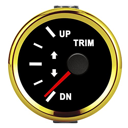TOPINCN Balance Messmesser Boat Trim IP67 Wasserdichte Rote Hintergrundbeleuchtung für Schiffsyacht Marine LCD Display 52 Mm (Schwarzer Hintergrund Goldrahmen) von TOPINCN