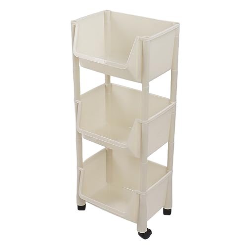 TOPINCN Buchregal Buchhandschelle, Moving Shelf mit Abschließbaren Rädern, Mobiles Bücherregal Großer Kapazität Beweglicher Bücherregal Utility Organizer mit Bremsscheibe für (3 Stufe von TOPINCN